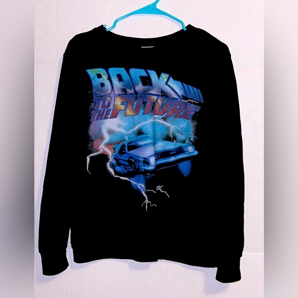 Back To The Future Women Sweater medium Black Graphic Car Movie Time Machine